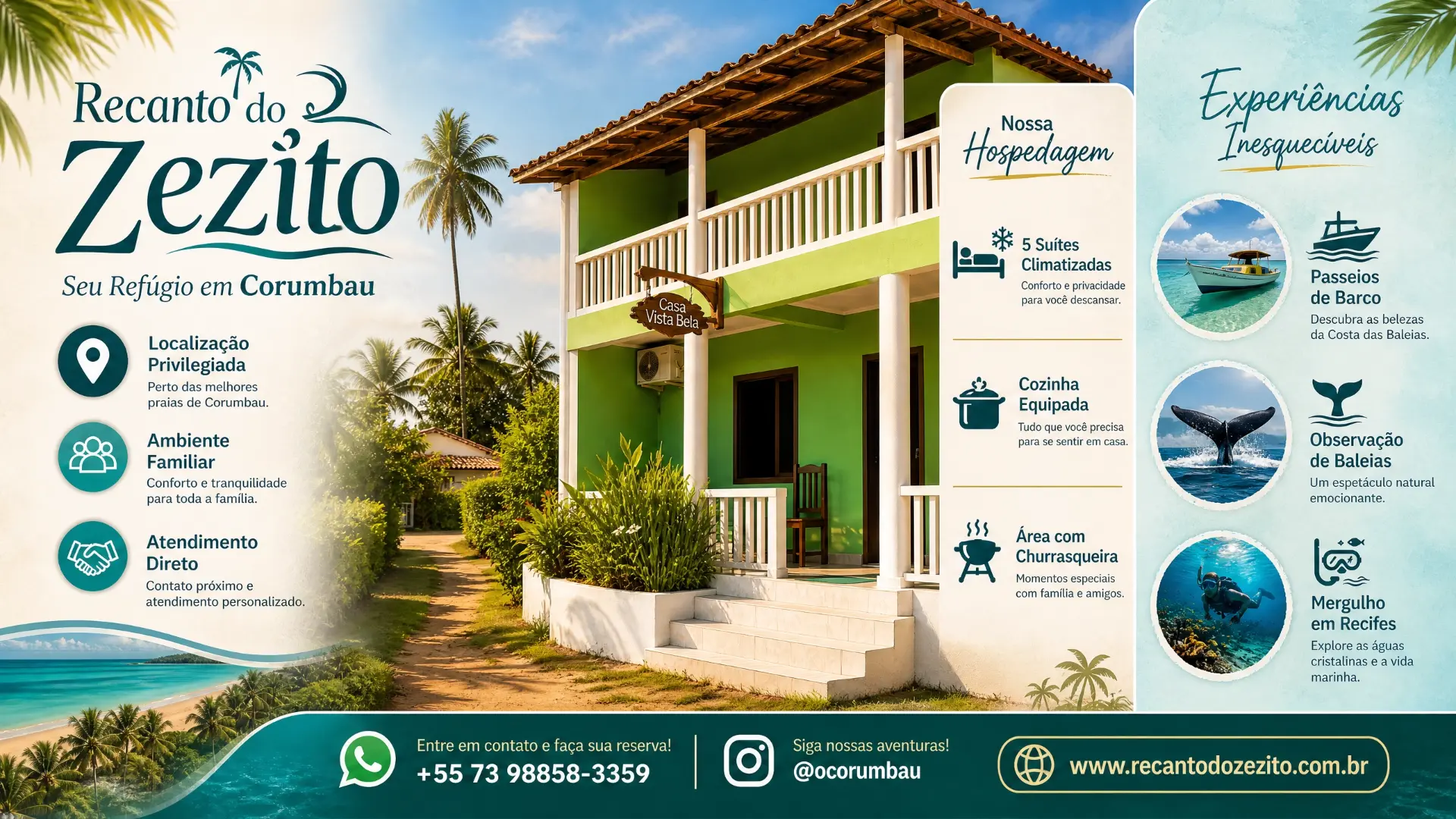 Demonstração do site Recanto do Zezito criado com o Sua Hospedagem